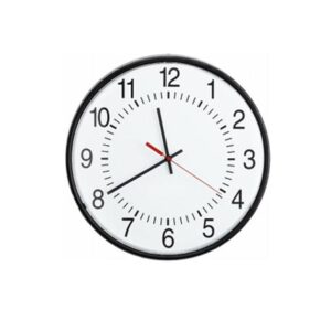VALCOM 16in Rnd Wired Analog Clock, Black, Sur