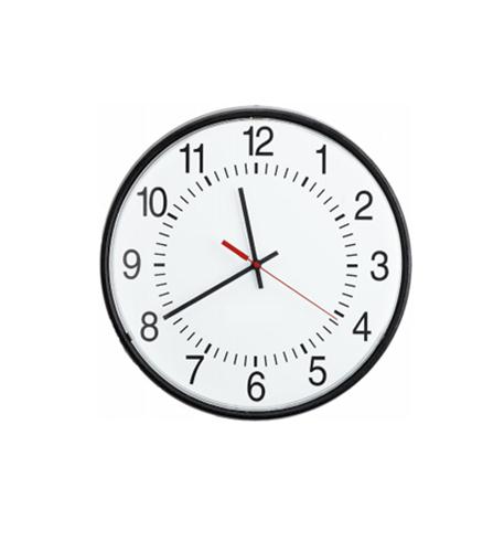 VALCOM 16in Rnd Wired Analog Clock, Black, Sur