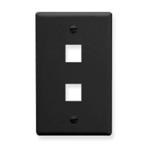ICC FACEPLATE, FLAT, 1-GANG, 2-PORT, BLACK