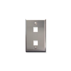 ICC FACEPLATE, STAINLESS STEEL,1-GANG,2-PORT