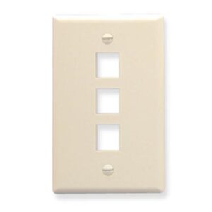 ICC FACEPLATE, FLAT, 1-GANG, 3-PORT, ALMOND