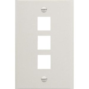 ICC FACEPLATE, FLAT, 1-GANG, 3-PORT, WHITE