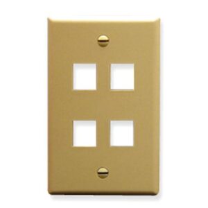 ICC FACEPLATE, FLAT, 1-GANG, 4-PORT, IVORY