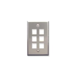 ICC FACEPLATE, STAINLESS STEEL,1-GANG,6-PORT