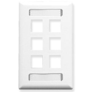 ICC FACEPLATE, ID, 1-GANG, 6-PORT, WHITE