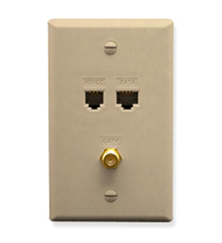 ICC FACEPLATE, IDC, VOICE DATA, F-TYPE, IV